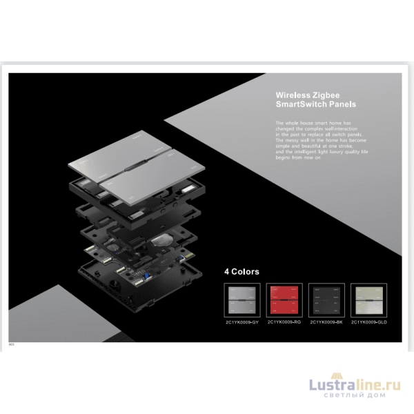 Беспроводная смарт панель-выключатель iLedex Vision SP 48V-4-BK
