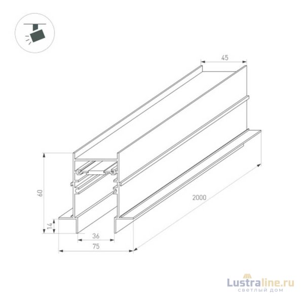 Шинопровод встраиваемый Arlight Mag-Track-4560-FDW-2000 034679