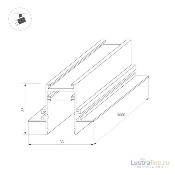 Шинопровод встраиваемый Arlight Mag-Track-2538-FDW-3000 033459