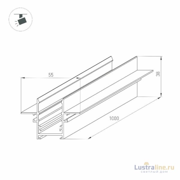 Шинопровод встраиваемый Arlight MAG-TRACK-2538-FDW-1000 046284