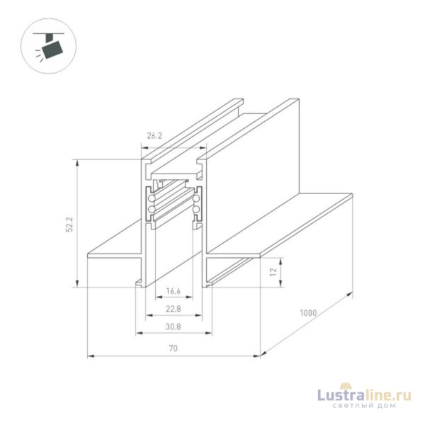 Встраиваемый магнитный шинопровод Arlight MAG-ORIENT-TRACK-2652-FDW-1000 (BK) 035566