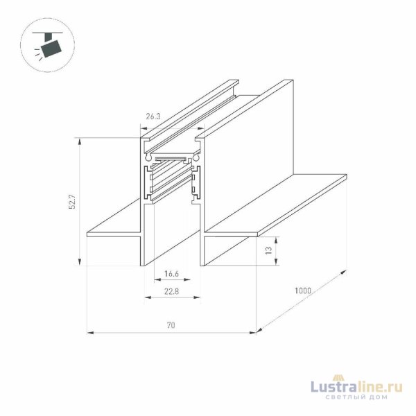 Шинопровод встраиваемый Arlight MAG-ORIENT-TRACK-2653-FDW-1000 (BK, FLAT) 041436
