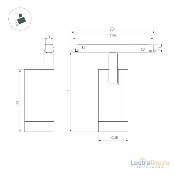 Трековый магнитный светильник Arlight MAG-ORIENT-SPOT-R35-6W Warm2700 049727 Трековый магнитный светильник Arlight MAG-ORIENT-SPOT-R35-6W Warm2700 049727