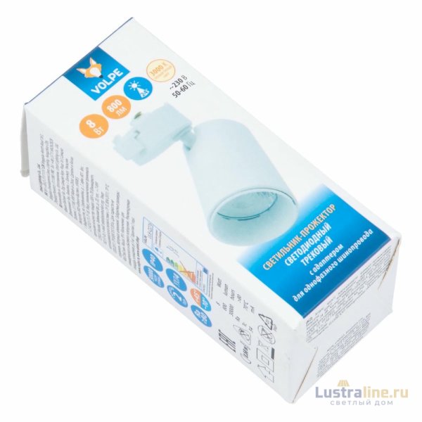 Трековый однофазный светильник Volpe ULB-Q276 8W/3000К WHITE UL-00011817 Трековый однофазный светильник Volpe ULB-Q276 8W/3000К WHITE UL-00011817
