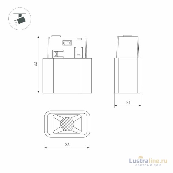 Трековый магнитный светильник Arlight MAG-ORIENT-BABY-S36x21-2W Warm3000 (BK, 24 deg, 48V) 043291