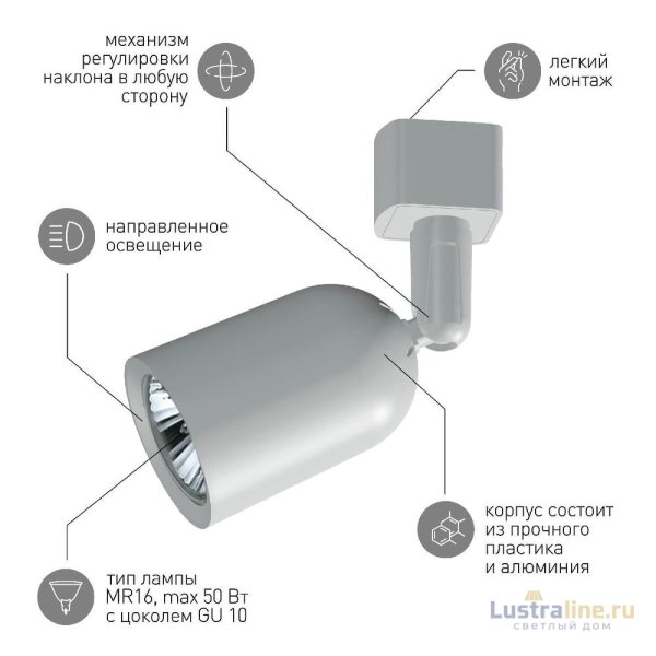 Трековый светильник Эра TR41-GU10 WH Б0054172 Трековый светильник Эра TR41-GU10 WH Б0054172