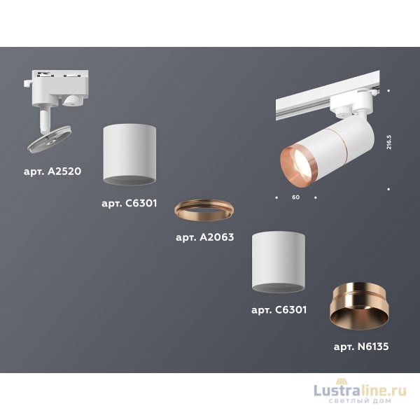 Трековый однофазный светильник Ambrella Light Track System XT6301031 (A2520, C6301, A2063, C6301, N6135) Трековый однофазный светильник Ambrella Light Track System XT6301031 (A2520, C6301, A2063, C6301, N6135)