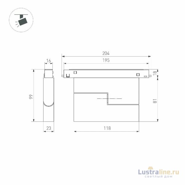 Трековый трехфазный светильник Arlight MAG-ORIENT-FLAT-FOLD-S195-6W Warm3000 WH, 80 deg, 48V 035854(1)