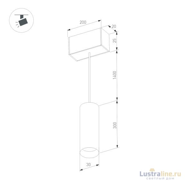 Трековый светильник для магнитного шинопровода Arlight Mag-Spot-Hang-25-R30-5W Warm3000 034244 Трековый светильник для магнитного шинопровода Arlight Mag-Spot-Hang-25-R30-5W Warm3000 034244
