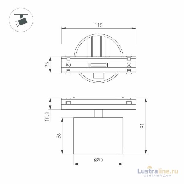 Трековый магнитный светильник Arlight MAG-VIBE-RONDO-R90-10W Warm3000 (BK, 110 deg, 48V) 044473