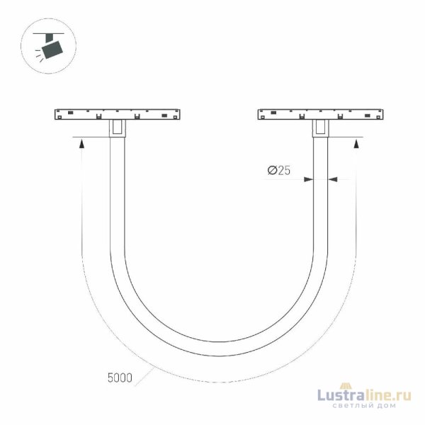 Трековый магнитный светильник Arlight MAG-ORIENT-TUBE-ELASTIC-R25-L5000-70W Warm3000 (BK, 360 deg, 48V, DALI) 044341