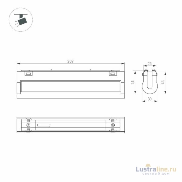Трековый магнитный светильник Arlight MAG-VIBE-LASER-TURN-L209-12W Warm3000 (WH, 24 deg, 48V) 044428