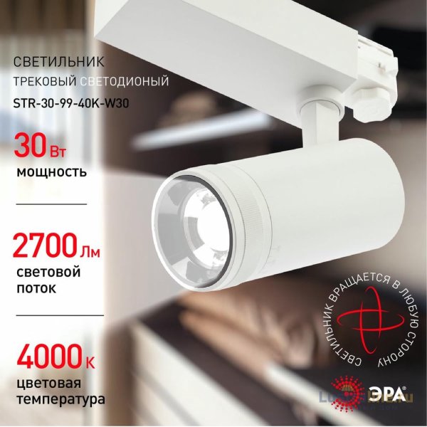 Трековый светильник ЭРА STR-30-99-40K-W30 Б0049785 Трековый светильник ЭРА STR-30-99-40K-W30 Б0049785