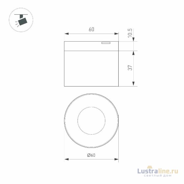 Трековый магнитный светильник Arlight MAG-MICROCOSM-POINT-R60-5W Warm3000 (BK, 36 deg, 24V) 043256
