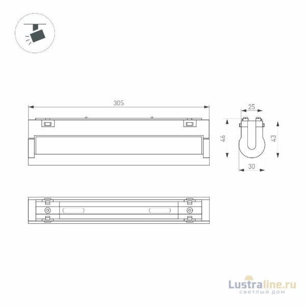 Трековый магнитный светильник Arlight MAG-VIBE-FLAT-TURN-L305-12W Warm3000 (BK, 110 deg, 48V) 044443