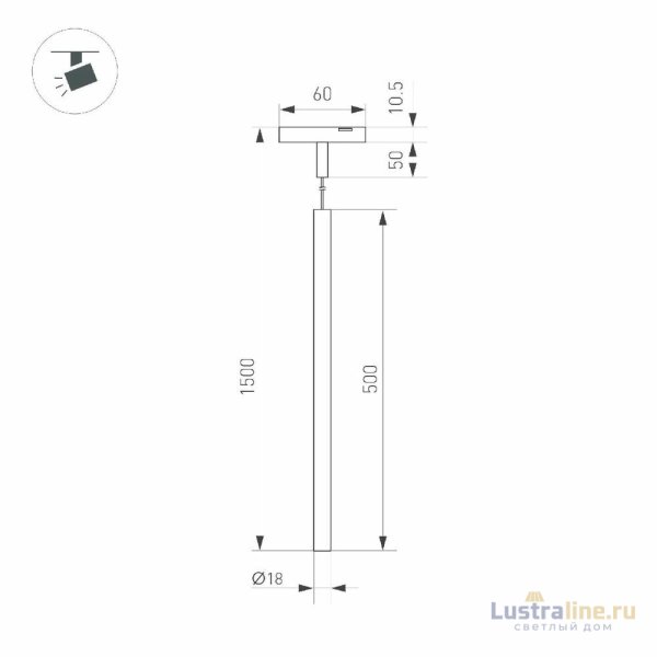 Трековый магнитный светильник Arlight MAG-MICROCOSM-SPOT-HANG-R18-L500-3W Day4000 (BK, 24 deg, 24V) 043270