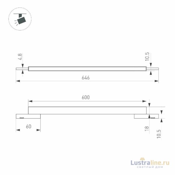 Трековый магнитный светильник Arlight MAG-MICROCOSM-FLAT-L600-16W Day4000 (BK, 100 deg, 24V) 043274