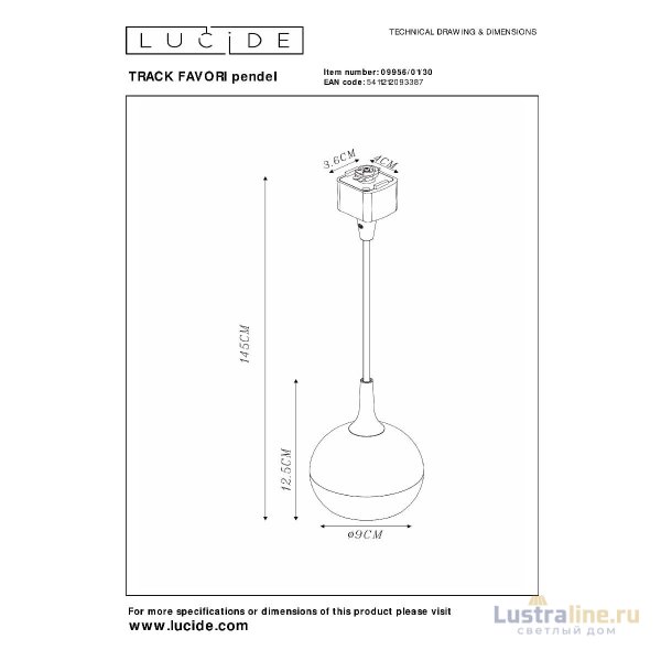 Трековый светильник Lucide Track favori pendel 09956/01/30 Трековый светильник Lucide Track favori pendel 09956/01/30