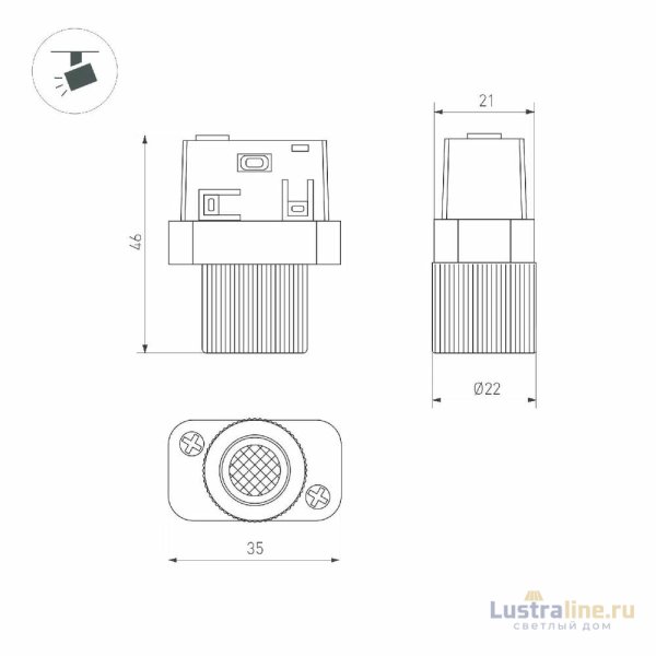 Трековый магнитный светильник Arlight MAG-ORIENT-BABY-R22-2W Warm3000 (BK, 24 deg, 48V) 043296