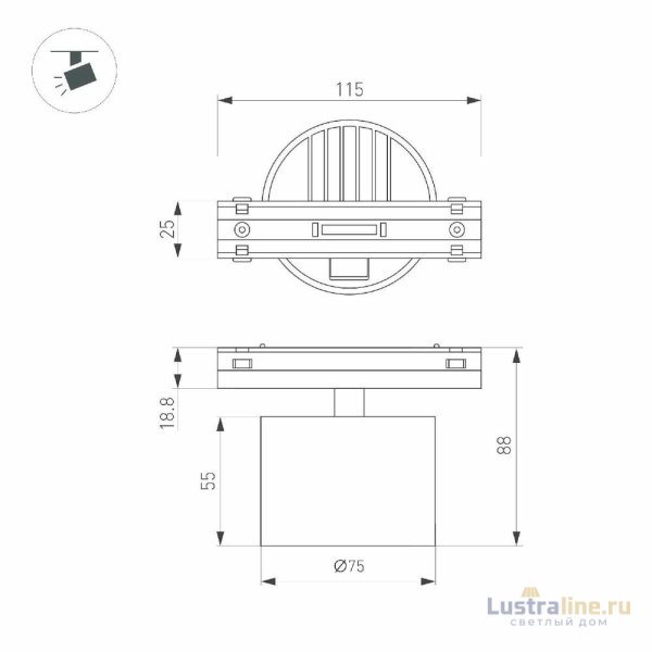 Трековый магнитный светильник Arlight MAG-VIBE-POINT-R75-10W Day4000-MIX (BK, 24 deg, 48V, TUYA) 044816
