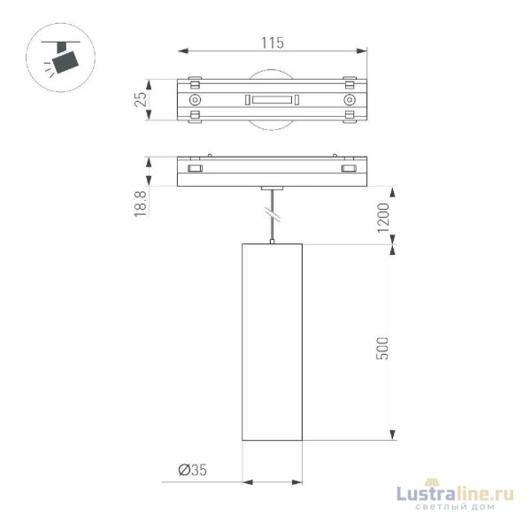 Трековый магнитный светильник Arlight MAG-VIBE-SPOT-HANG-R35-10W Day4000-MIX (WH, 24 deg, 48V, DALI) 045017