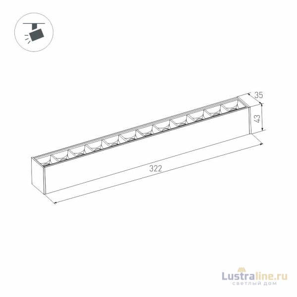 Трековый магнитный светильник Arlight MAG-LASER-45-L320-12W Warm3000 (BK, 15 deg, 24V, DALI) 046528