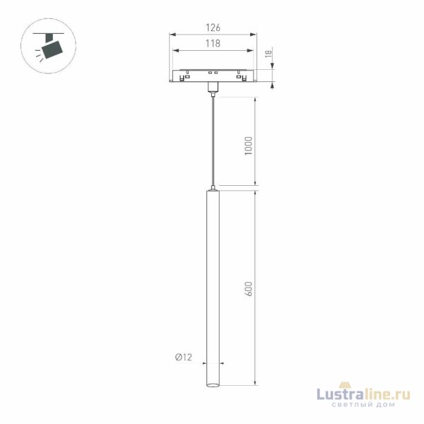 Трековый магнитный светильник Arlight MAG-ORIENT-SPOT-HANG-L600-R12-2W Day4000 (BK, 20 deg, 48V) 044501