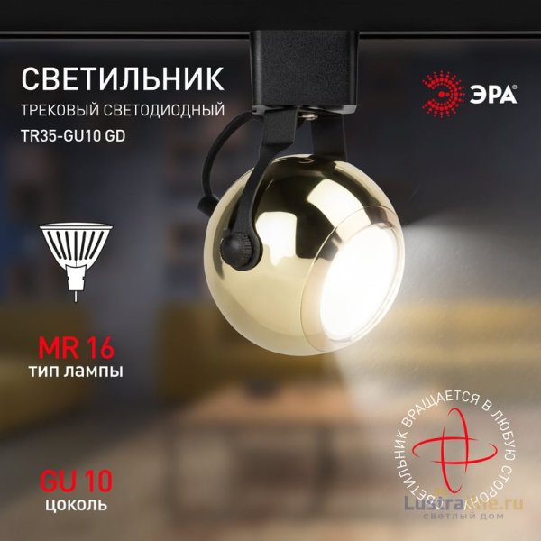 Трековый светильник Эра TR35-GU10 GD Б0053299 Трековый светильник Эра TR35-GU10 GD Б0053299