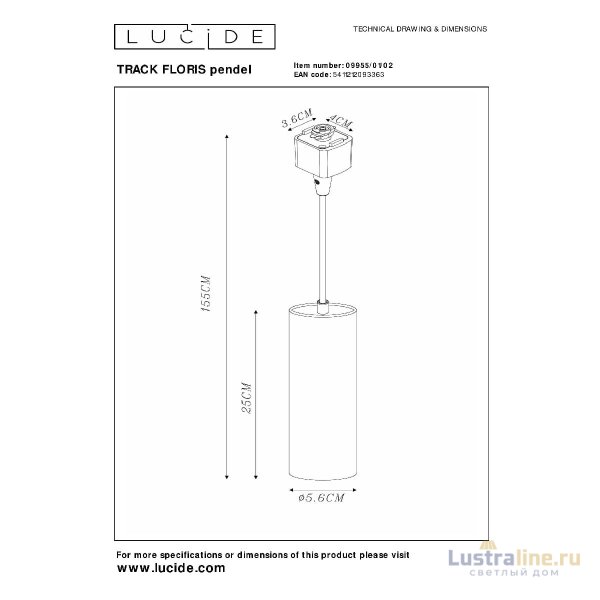 Трековый светильник Lucide Track floris pendel 09955/01/02 Трековый светильник Lucide Track floris pendel 09955/01/02