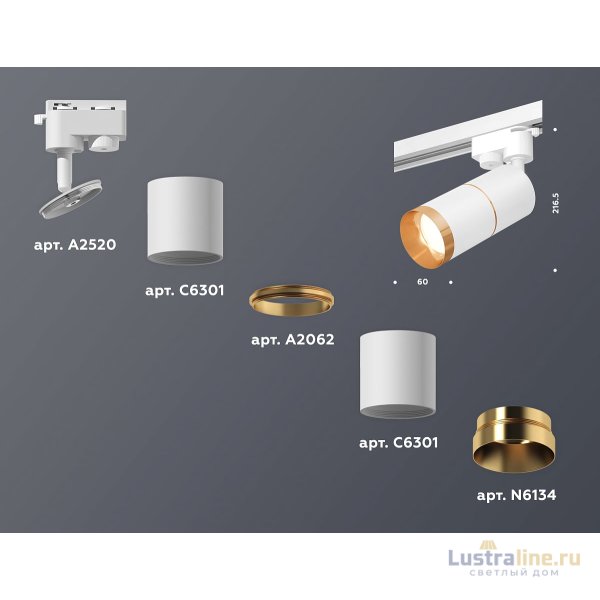 Трековый однофазный светильник Ambrella Light Track System XT6301021 (A2520, C6301, A2062, C6301, N6134) Трековый однофазный светильник Ambrella Light Track System XT6301021 (A2520, C6301, A2062, C6301, N6134)