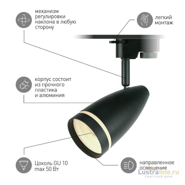 Трековый светильник Эра TR49 - GU10 BK Б0054162 Трековый светильник Эра TR49 - GU10 BK Б0054162
