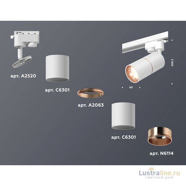 Трековый однофазный светильник Ambrella Light Track System XT6301030 (A2520, C6301, A2063, C6301, N6114) Трековый однофазный светильник Ambrella Light Track System XT6301030 (A2520, C6301, A2063, C6301, N6114)