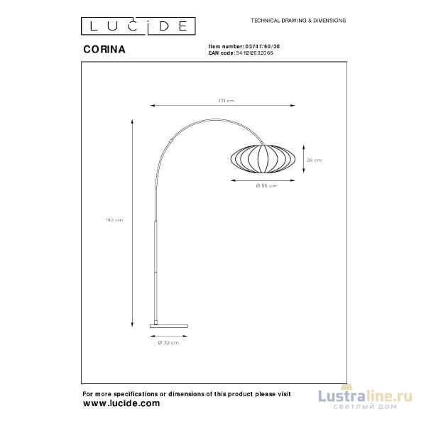 Торшер Lucide Corina 03747/60/30 Торшер Lucide Corina 03747/60/30