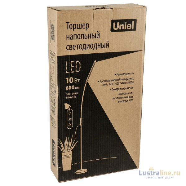 Торшер Uniel ULM-T619 10W/3000-6500K/DIM BLACK UL-00010178 Торшер Uniel ULM-T619 10W/3000-6500K/DIM BLACK UL-00010178