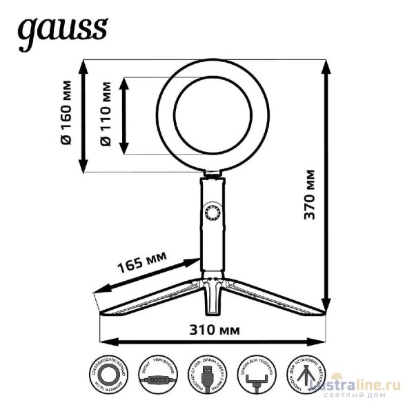 Кольцевой светодиодный светильник Gauss RL001 Кольцевой светодиодный светильник Gauss RL001