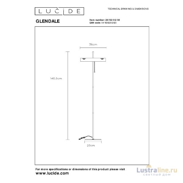 Торшер Lucide Glendale 20722/02/30 Торшер Lucide Glendale 20722/02/30