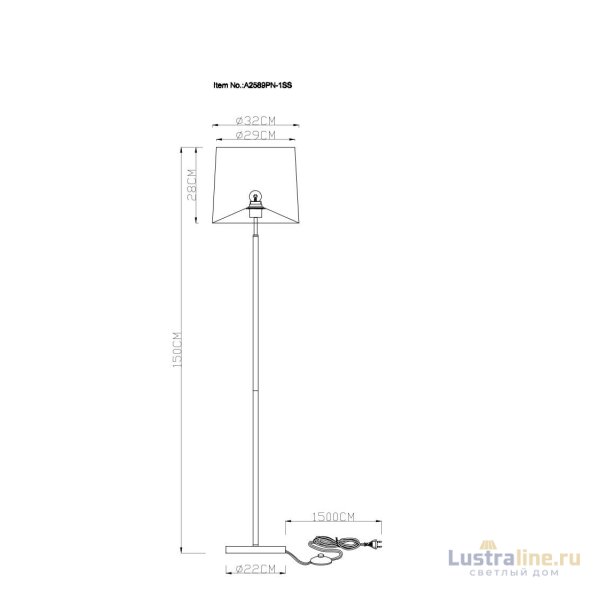 Торшер Arte Lamp RODOS A2589PN-1SS Торшер Arte Lamp RODOS A2589PN-1SS