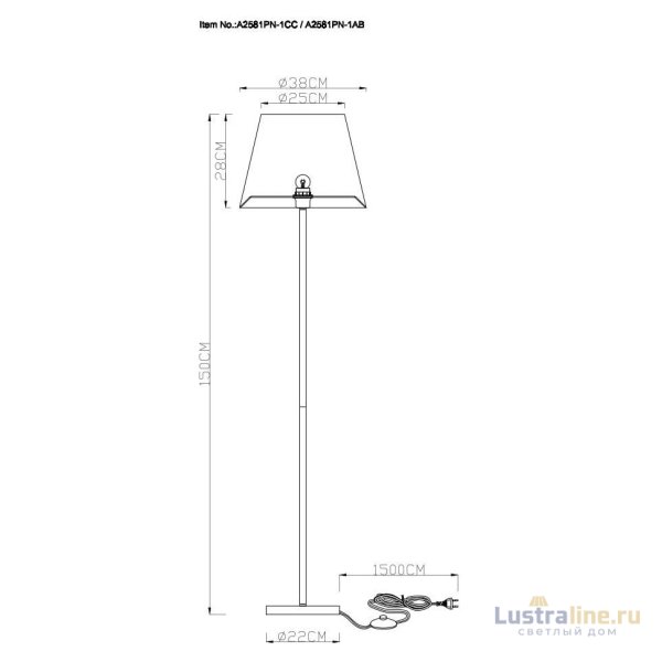Торшер Arte Lamp ELBA A2581PN-1CC Торшер Arte Lamp ELBA A2581PN-1CC