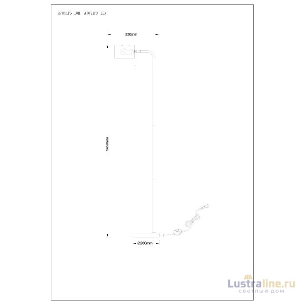 Торшер Arte Lamp Sebastian A7051PN-1WH