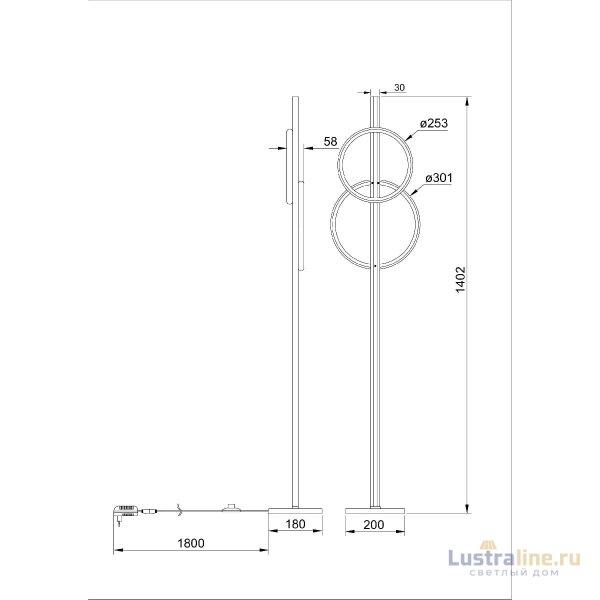 Торшер Arte Lamp Fluido A3913PN-24BK Торшер Arte Lamp Fluido A3913PN-24BK