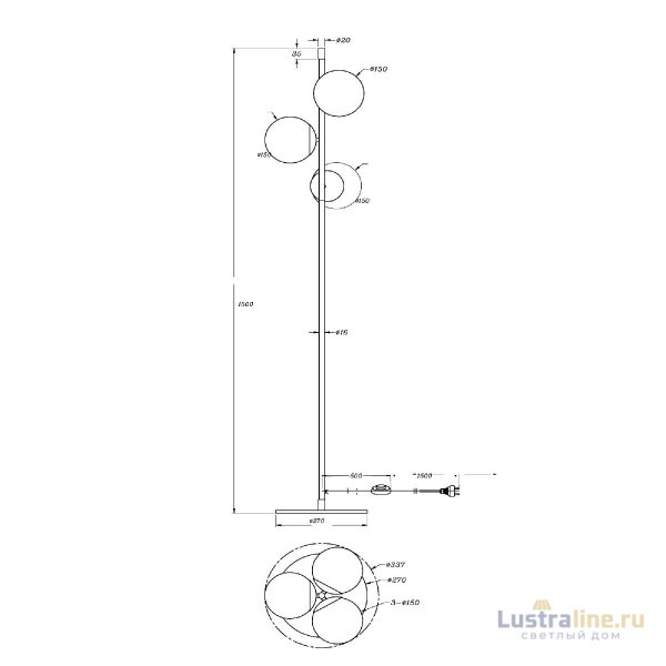 Торшер Maytoni Nostalgia MOD048FL-03G Торшер Maytoni Nostalgia MOD048FL-03G