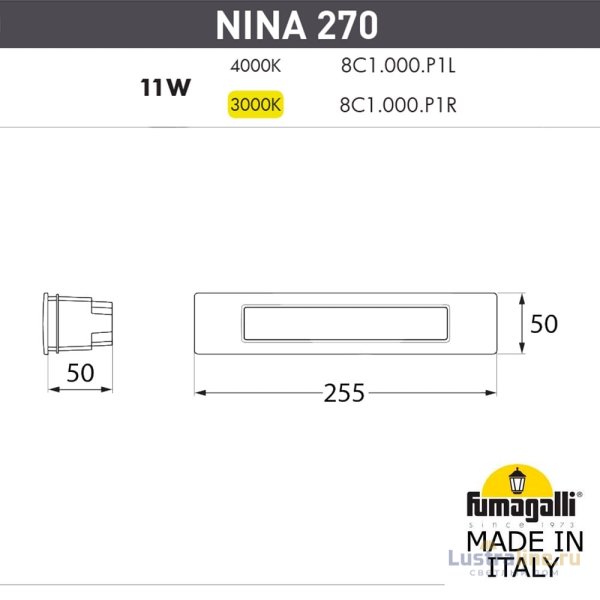 Светильник для подсветки лестниц Fumagalli Nina 8C1.000.000.BYP1L