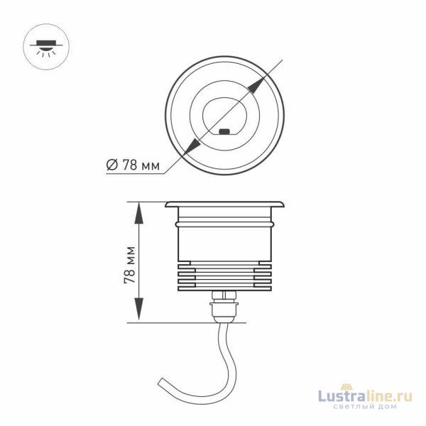 Тротуарный светильник Arlight LTD-GROUND-TILT-R80-9W Warm3000 024950 Тротуарный светильник Arlight LTD-GROUND-TILT-R80-9W Warm3000 024950