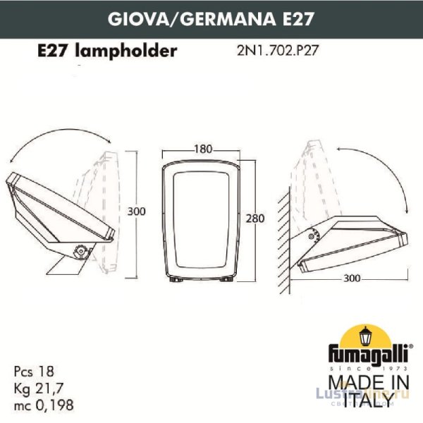 Уличный настенный светильник Fumagalli 2N1.702.000.LYF1R