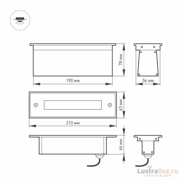 Тротуарный светильник Arlight LTD-LINE-TILT-S210-8W Warm3000 024944 Тротуарный светильник Arlight LTD-LINE-TILT-S210-8W Warm3000 024944