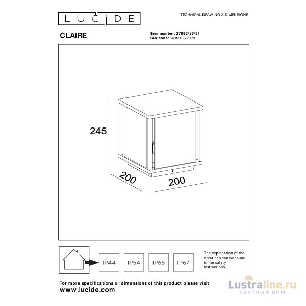 Архитектурный светильник Lucide Claire 27883/25/31 Архитектурный светильник Lucide Claire 27883/25/31