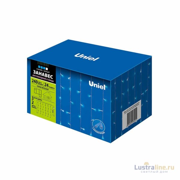 Уличная светодиодная гирлянда (UL-00007214) Uniel занавес 220V синий/белый ULD-C3020-240/TTK Blue-White IP44 Уличная светодиодная гирлянда (UL-00007214) Uniel занавес 220V синий/белый ULD-C3020-240/TTK Blue-White IP44