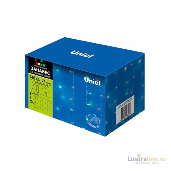 Уличная светодиодная гирлянда (UL-00007212) Uniel занавес 220V разноцветный ULD-C3020-240/STK Multi IP44