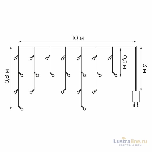 Гирлянда Бахрома Uniel ULD-B10008-480/TTK WARM WHITE IP44 UL-00012068