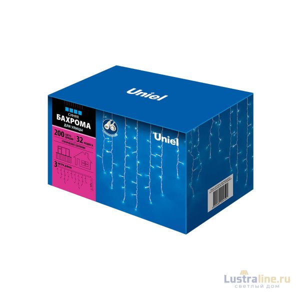 Уличная светодиодная гирлянда (UL-00002330) Uniel бахрома 230V синий ULD-B3010-200/TWK Blue IP67